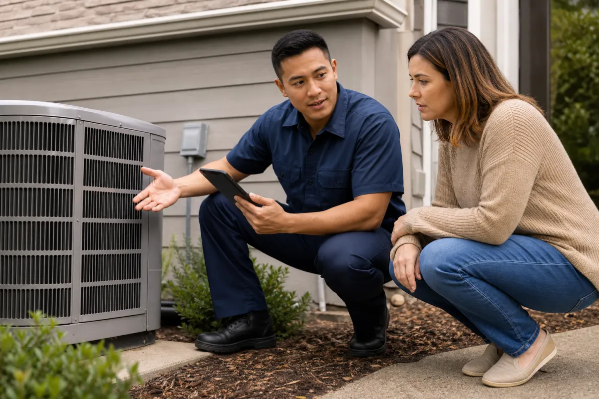 Heat pump service with clear scope