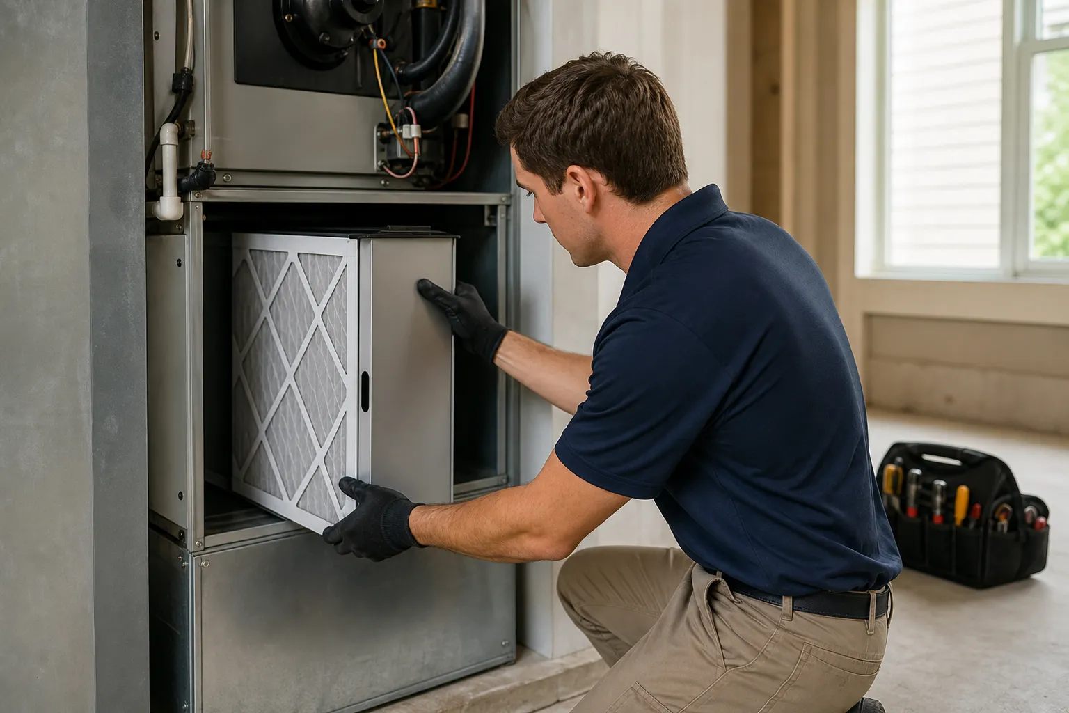 Whole-home air cleaner installation